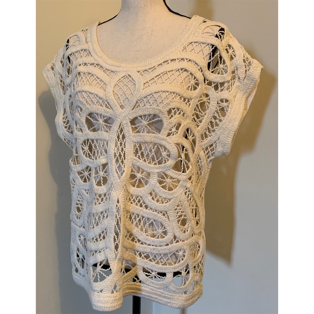 Pullover Knit Coverup Top, Ivory, Anthropologie, M - Picture 5 of 12